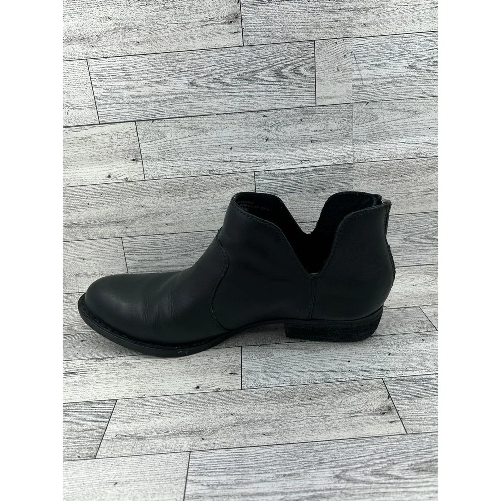 Born Kerri Black Leather Ankle Boots Block Heel Rear Zip D89903 Women Sz 9M - Picture 6 of 14